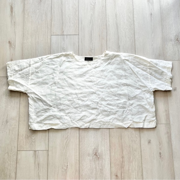 Eskandar Boxy Linen Loose Fit Button Neck Blouse Shirt One Size Made In England - Picture 1 of 7